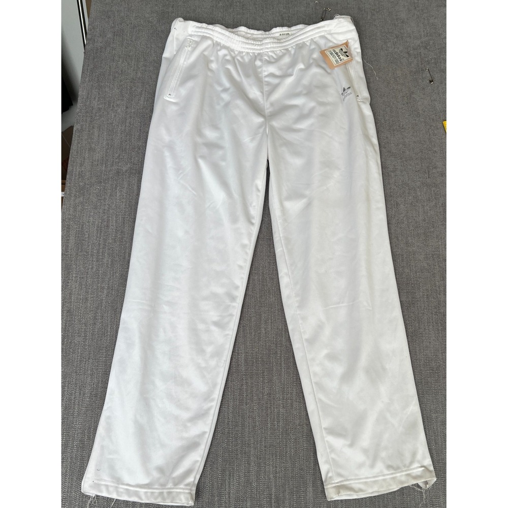 Adidas Track Pants Mens XL White Activewear Zip Pockets Elastic Waist Drawstring